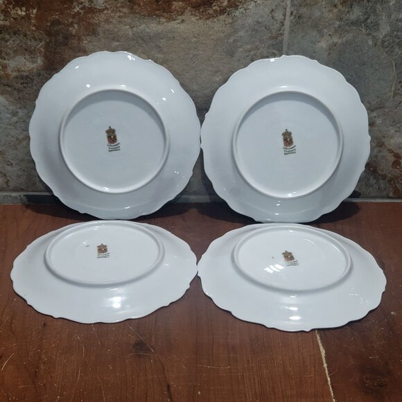 Schumann Arzberg Germany Fruit Nuts Salad Dessert Plate Set of 4 Gold Scalloped - Picture 4 of 13